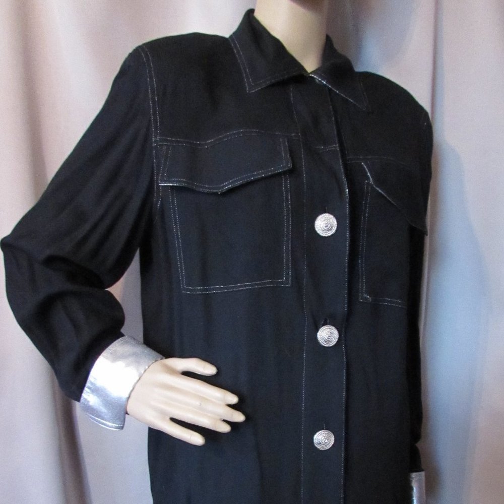 Vintage Black & Silver Coat Coat Dress